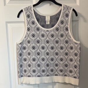 Joie Black and White Patterned Tank Top